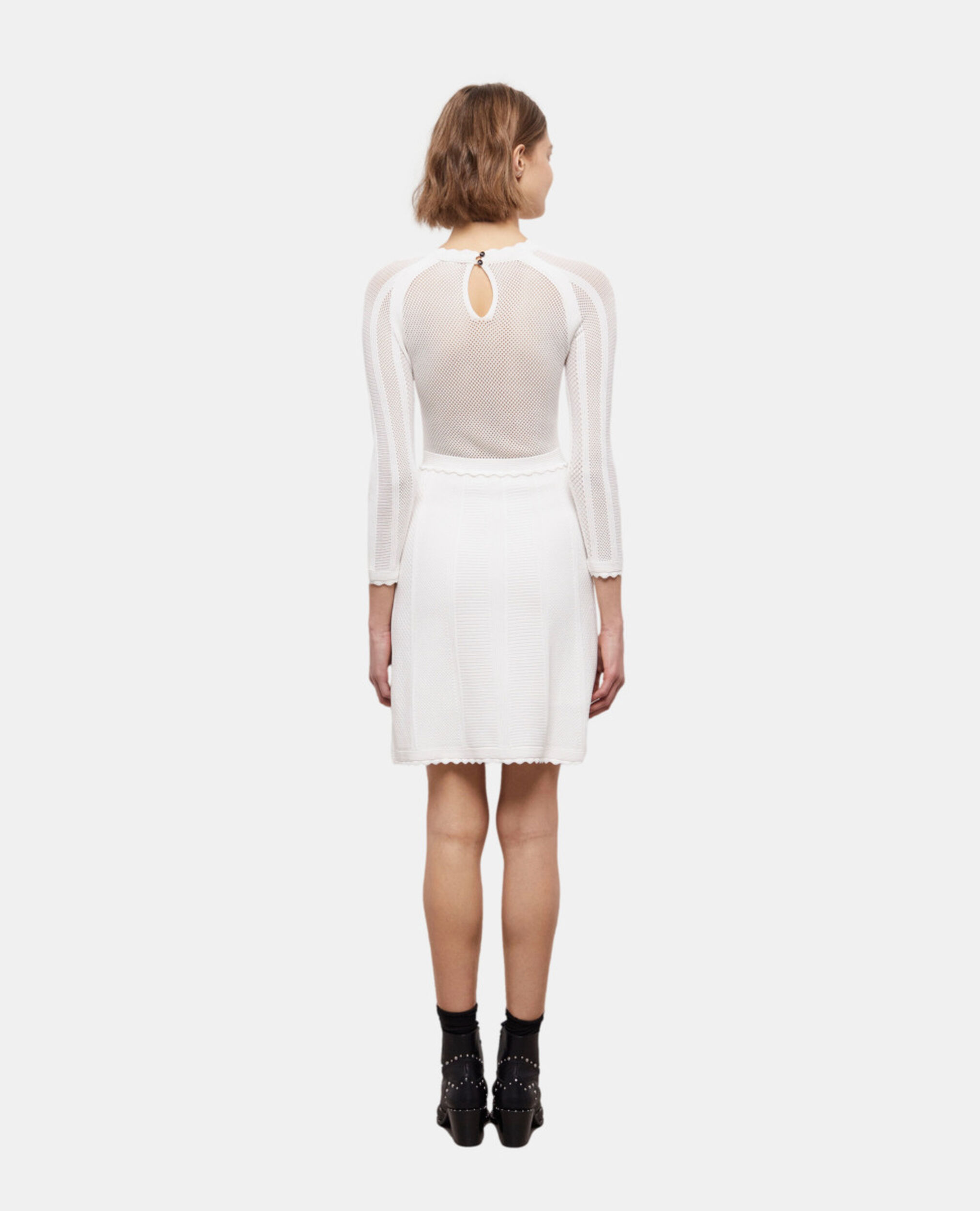 Robe courte blanche en maille, WHITE, hi-res image number null
