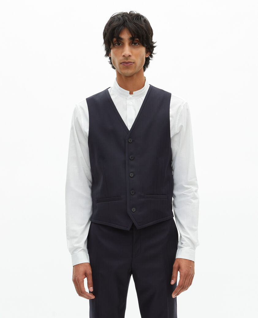 The Kooples HOMME DARK NAVY gilet de costume en laine bleu marine