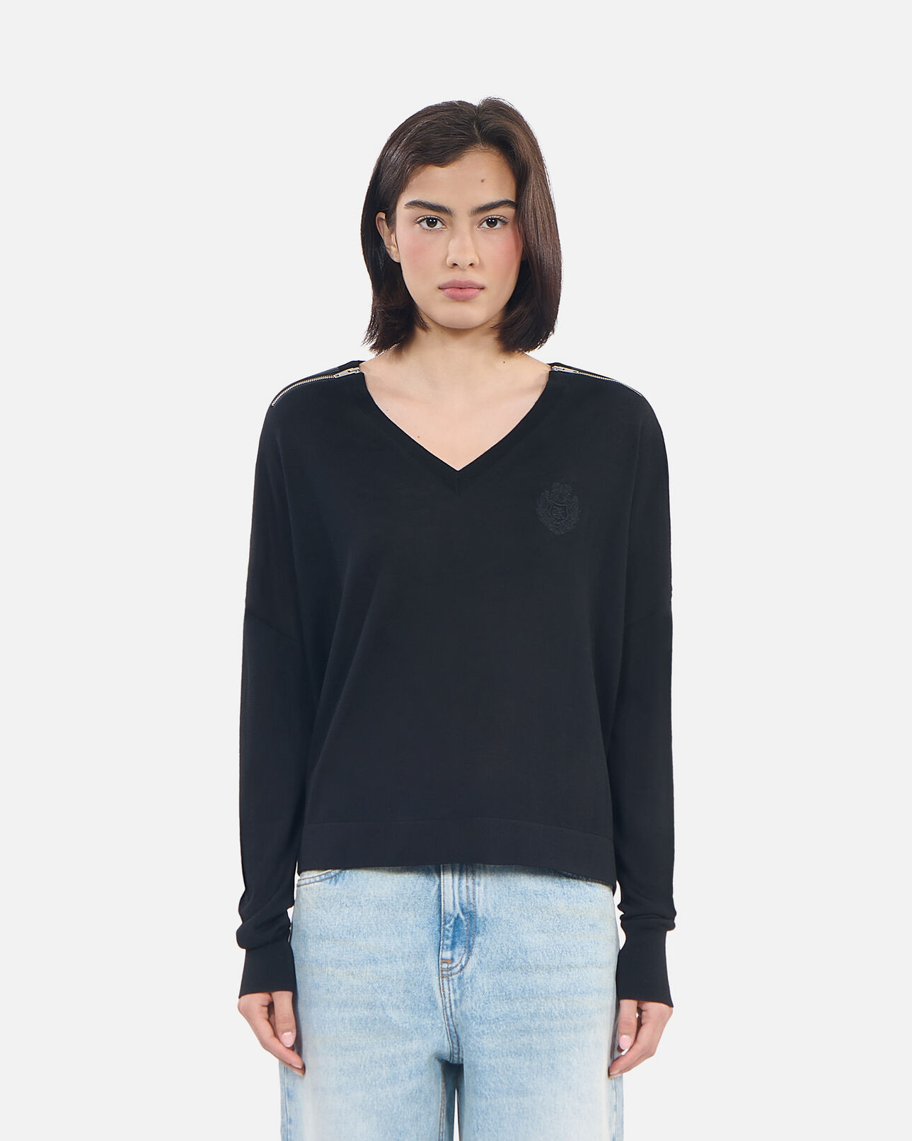The Kooples WOMEN BLACK black merino wool sweater