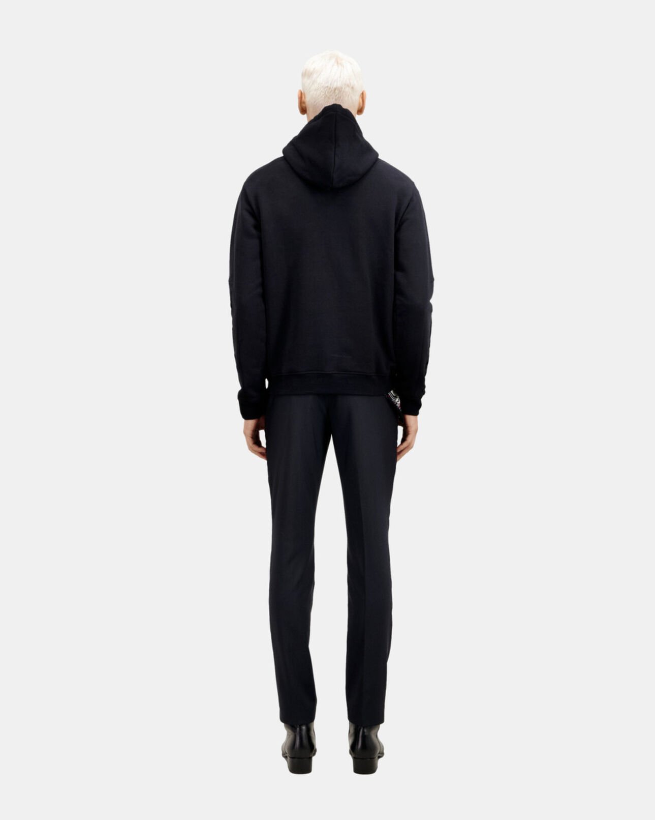 The Kooples MEN BLACK men's black hoodie with flocking