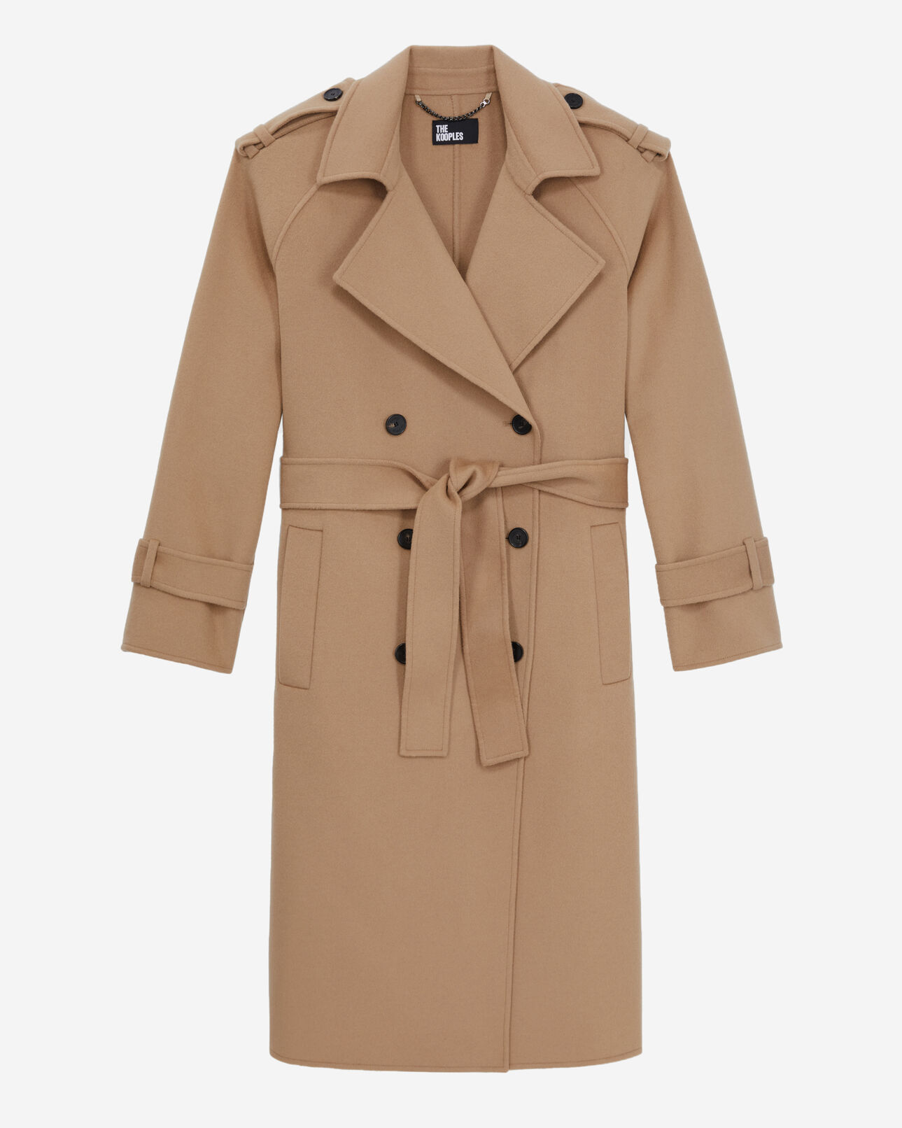 The Kooples FEMME CAMEL manteau long beige en mélange de laine