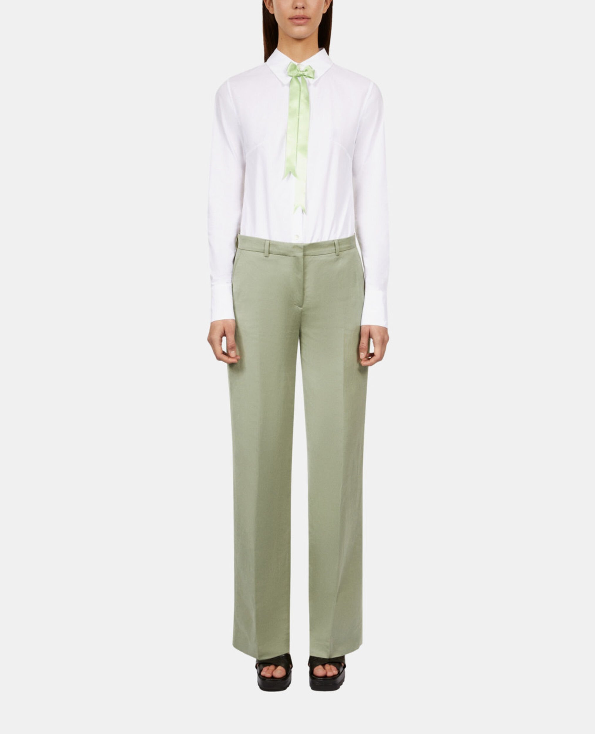 Pantalon tailleur en lin vert clair, KAKI GREY, hi-res image number null