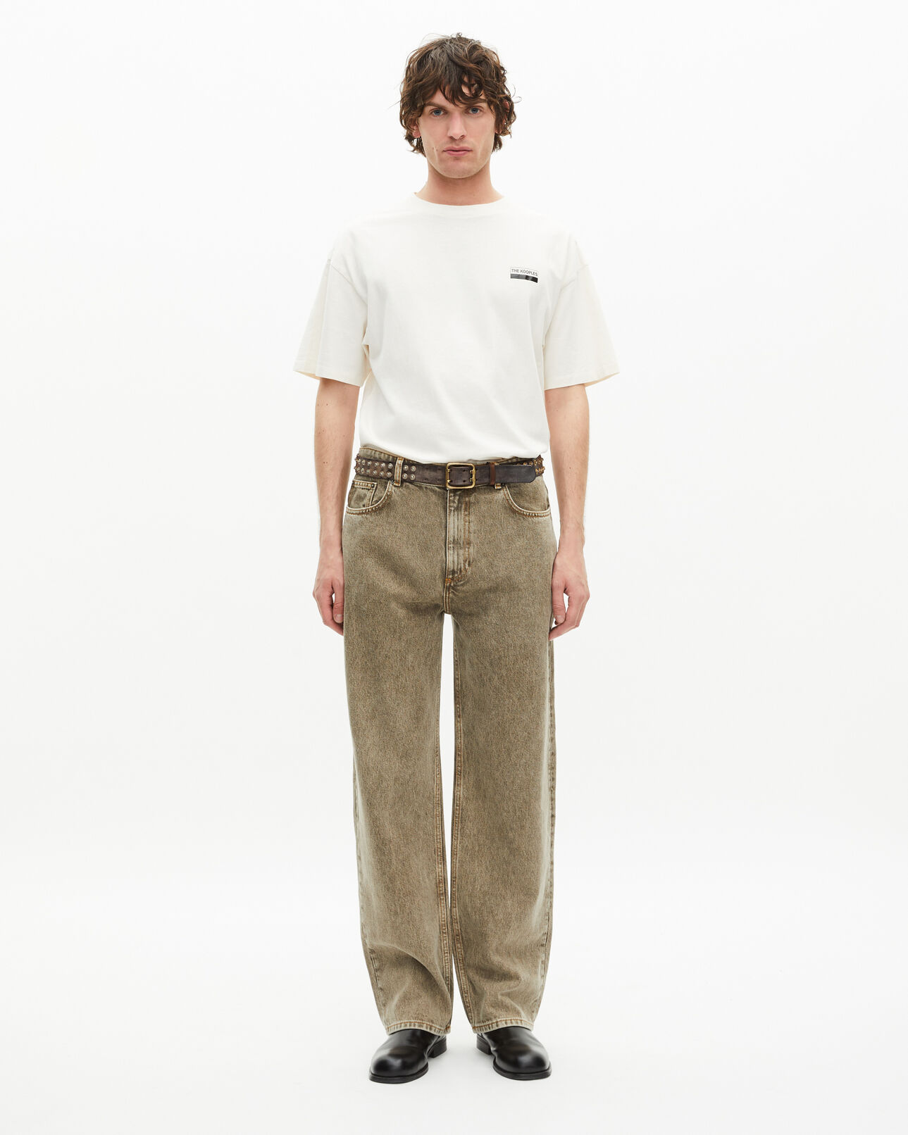 The Kooples HERREN ECRU ecrufarbenes t-shirt mit 100% wild-siebdruck