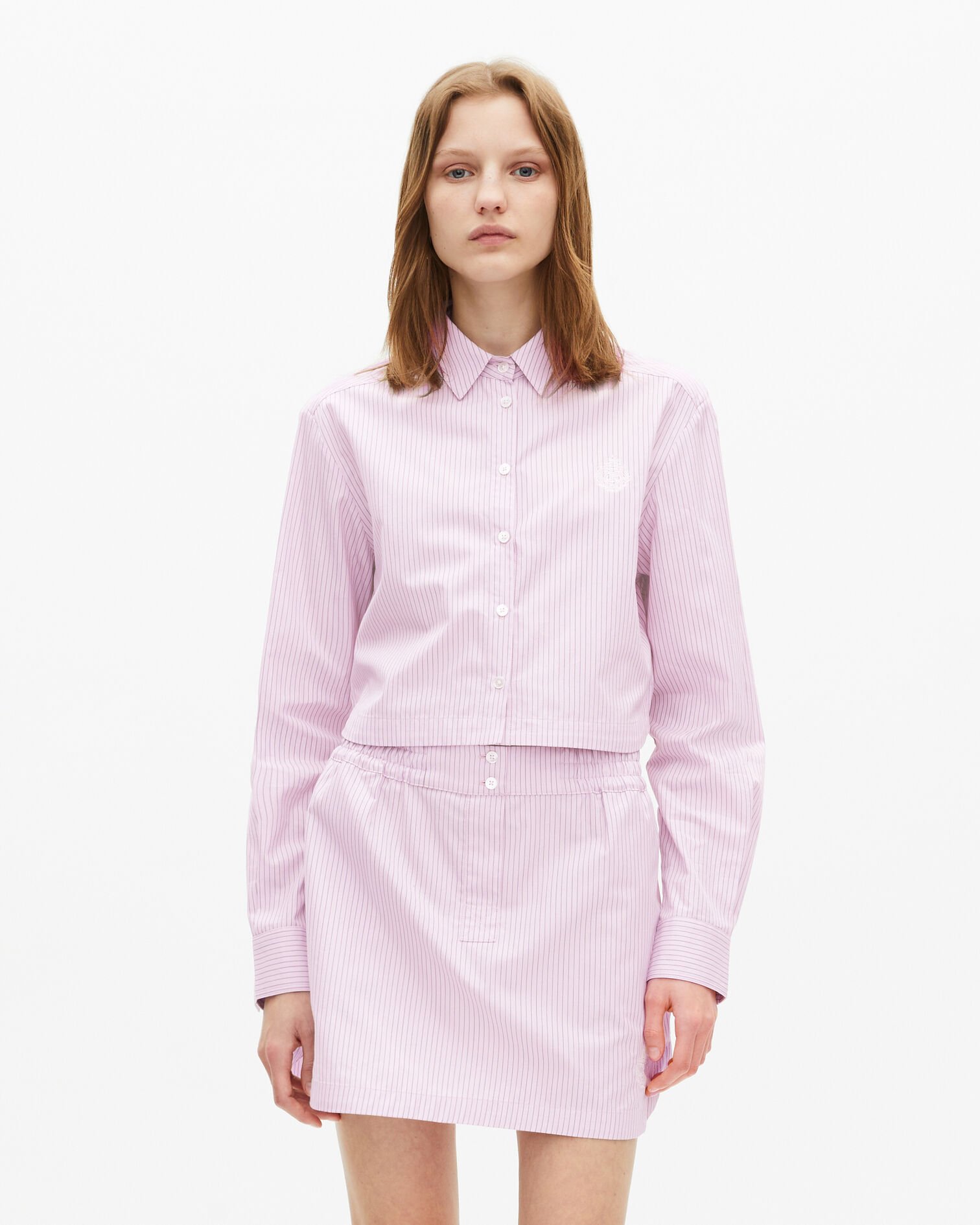 Chemise à rayures en popeline rose, PINK BLACK, hi-res image number null
