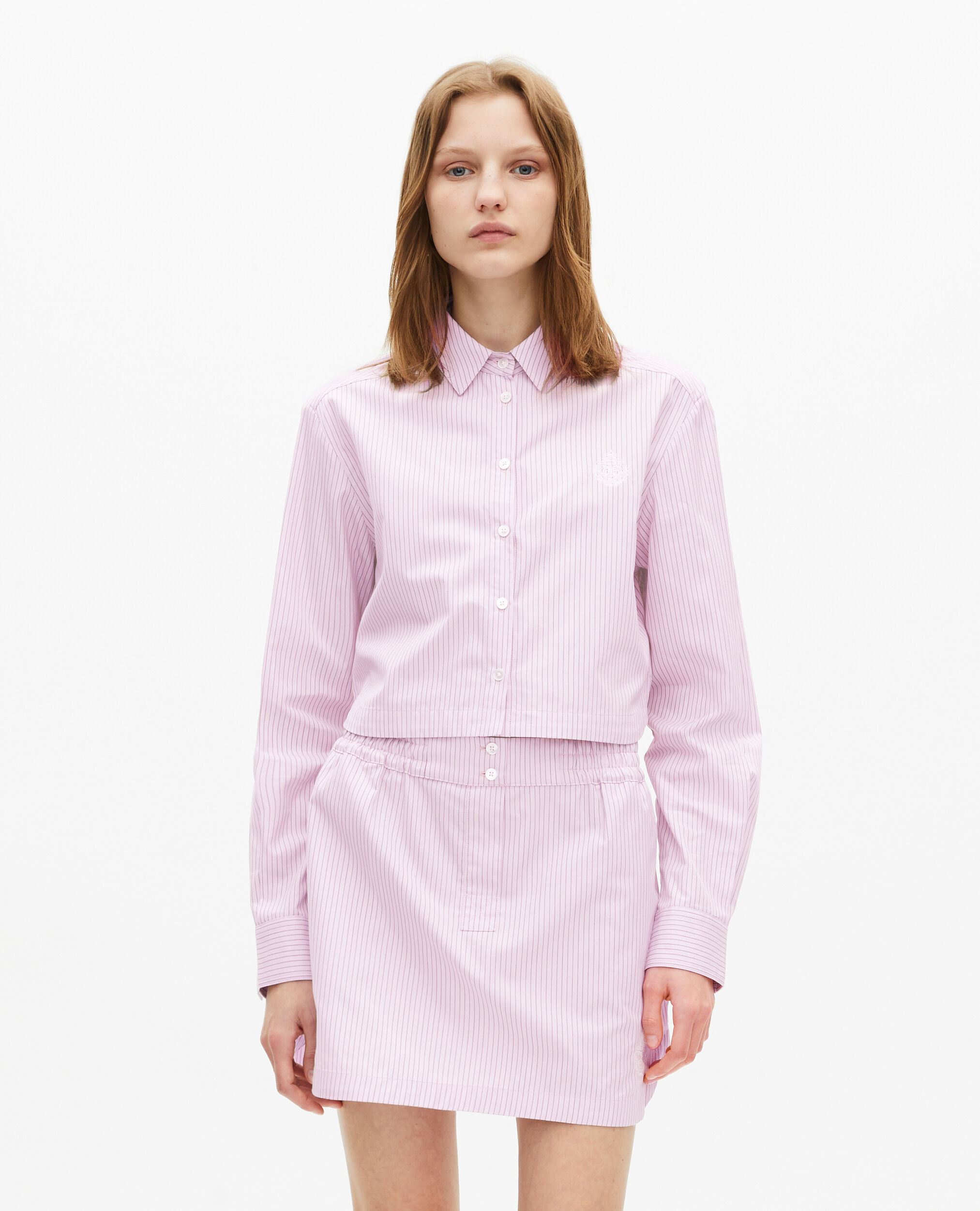 Pink poplin striped shirt, PINK BLACK, hi-res image number null