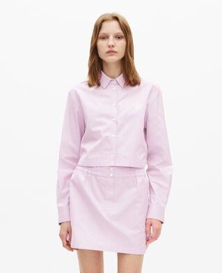 The Kooples WOMEN PINK BLACK pink poplin striped shirt