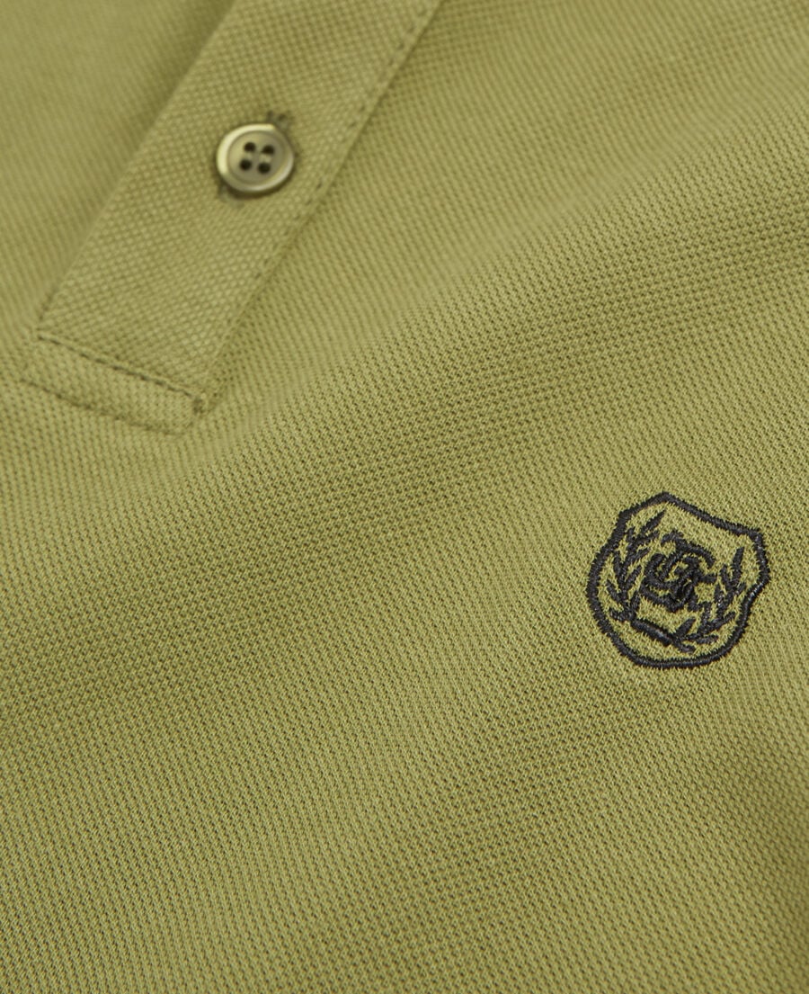 The Kooples H GREEN / BLACK green polo with officer collar and embroidery