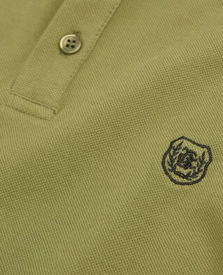 The Kooples H GREEN / BLACK green polo with officer collar and embroidery