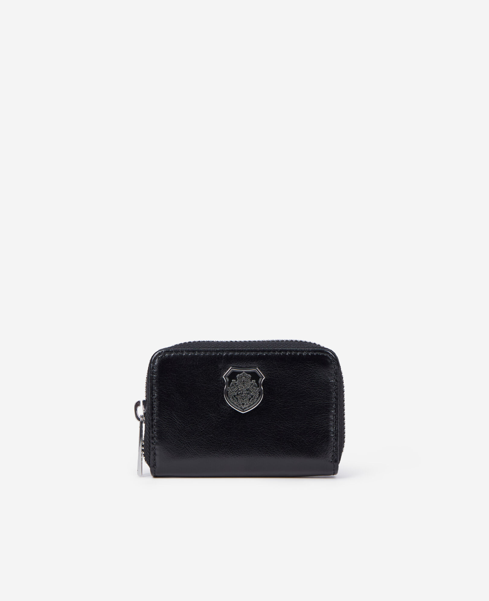 The Kooples M BLACK black leather blazon coin purse