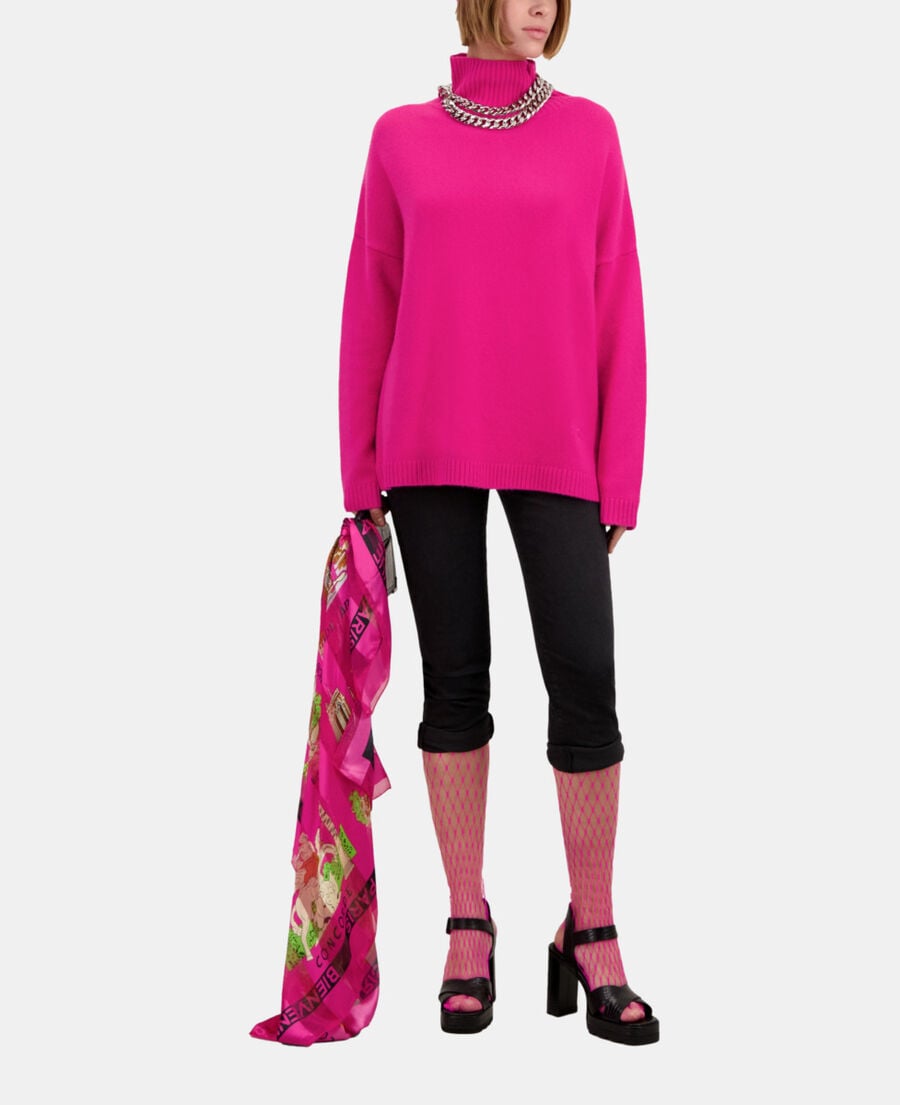 The Kooples FEMME FUSHIA pull rose en cachemire mélangé