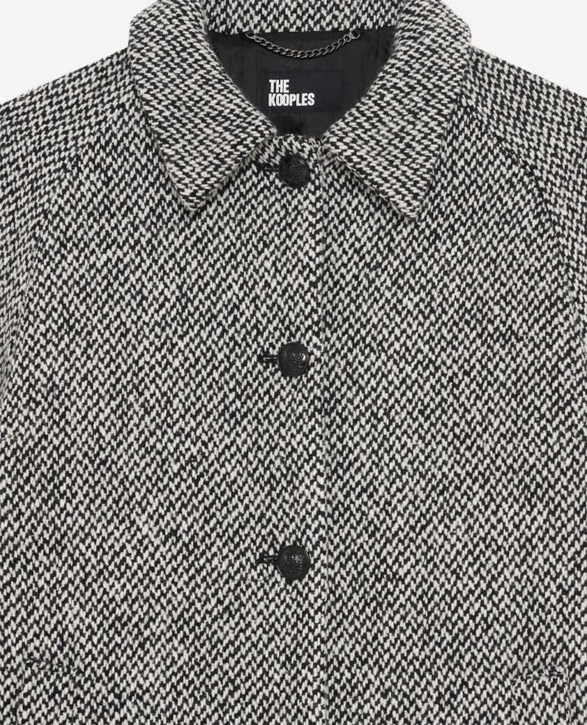 The Kooples MUJER BLANC / BLEU abrigo largo de tweed blanco y negro