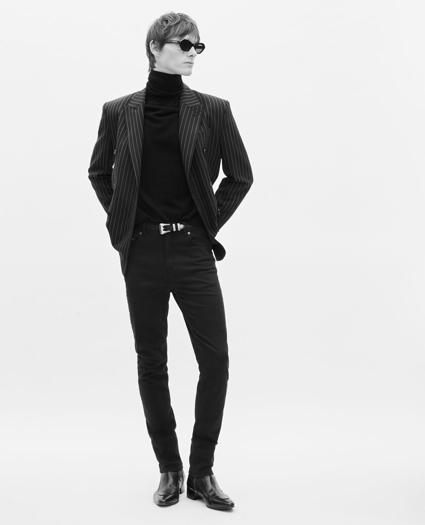 The Kooples HOMME BLACK GREY veste à rayures croisée noire