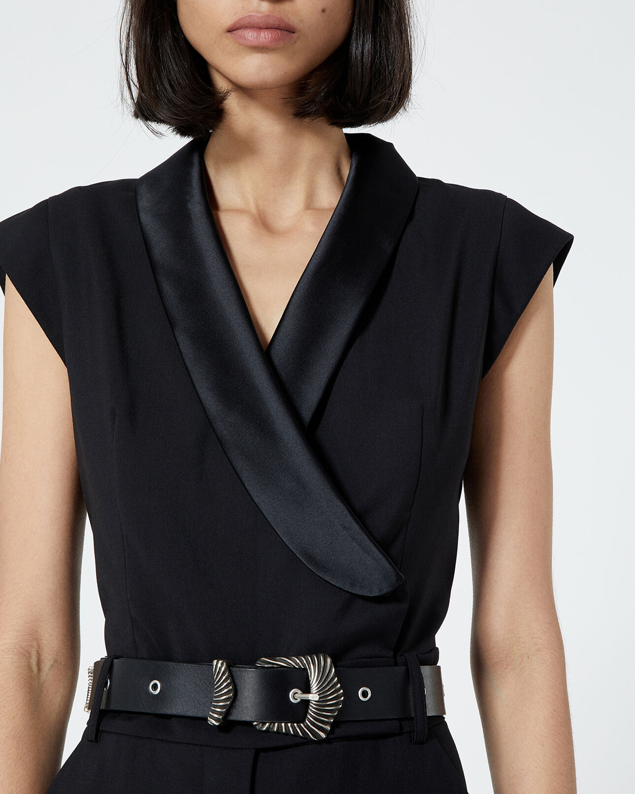 The Kooples FEMME BLACK combinaison noire laine façon smoking