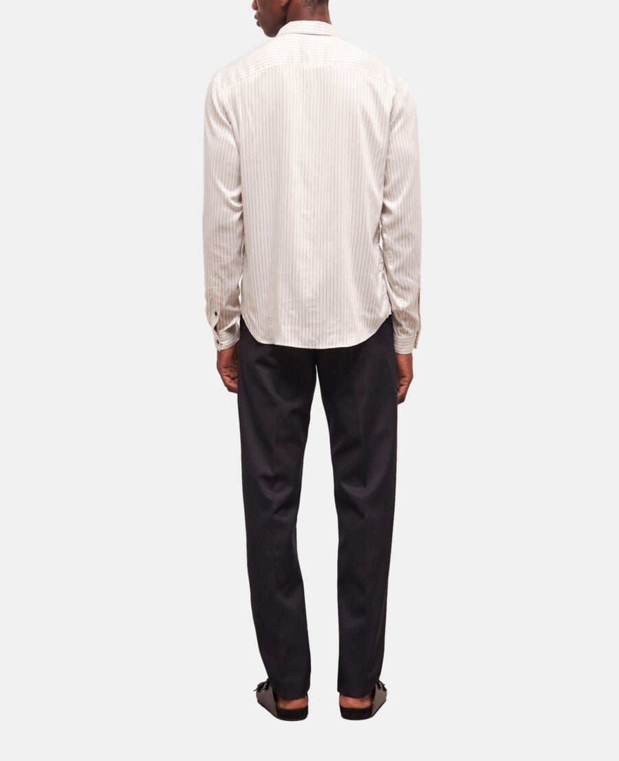 The Kooples H OFF WHITE slim-fit ecru striped shirt with classic collar