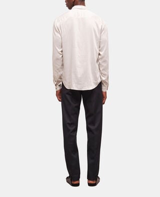 The Kooples H OFF WHITE slim-fit ecru striped shirt with classic collar