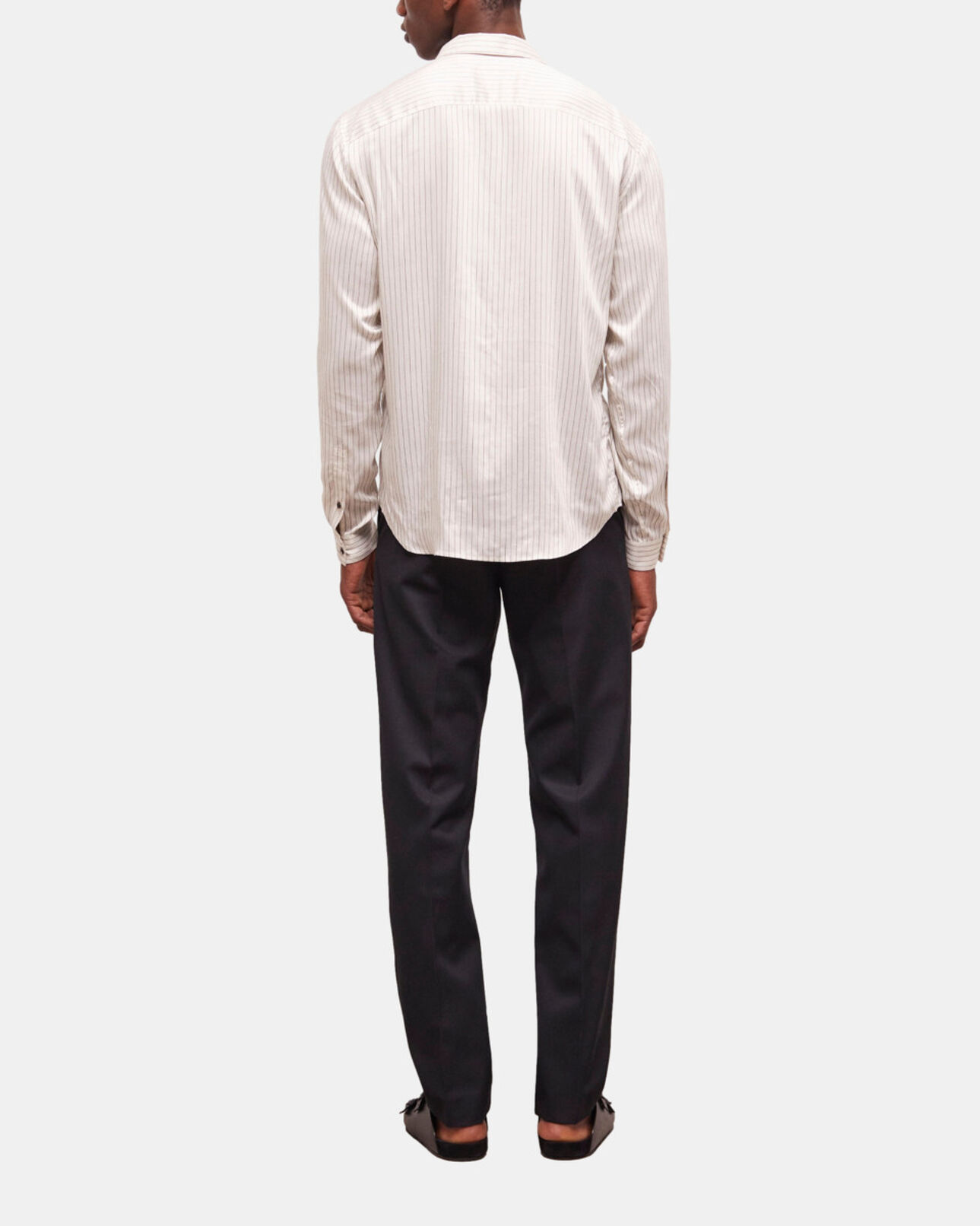 The Kooples HOMBRE OFF WHITE camisa slim rayas blanco crudo con cuello clásico