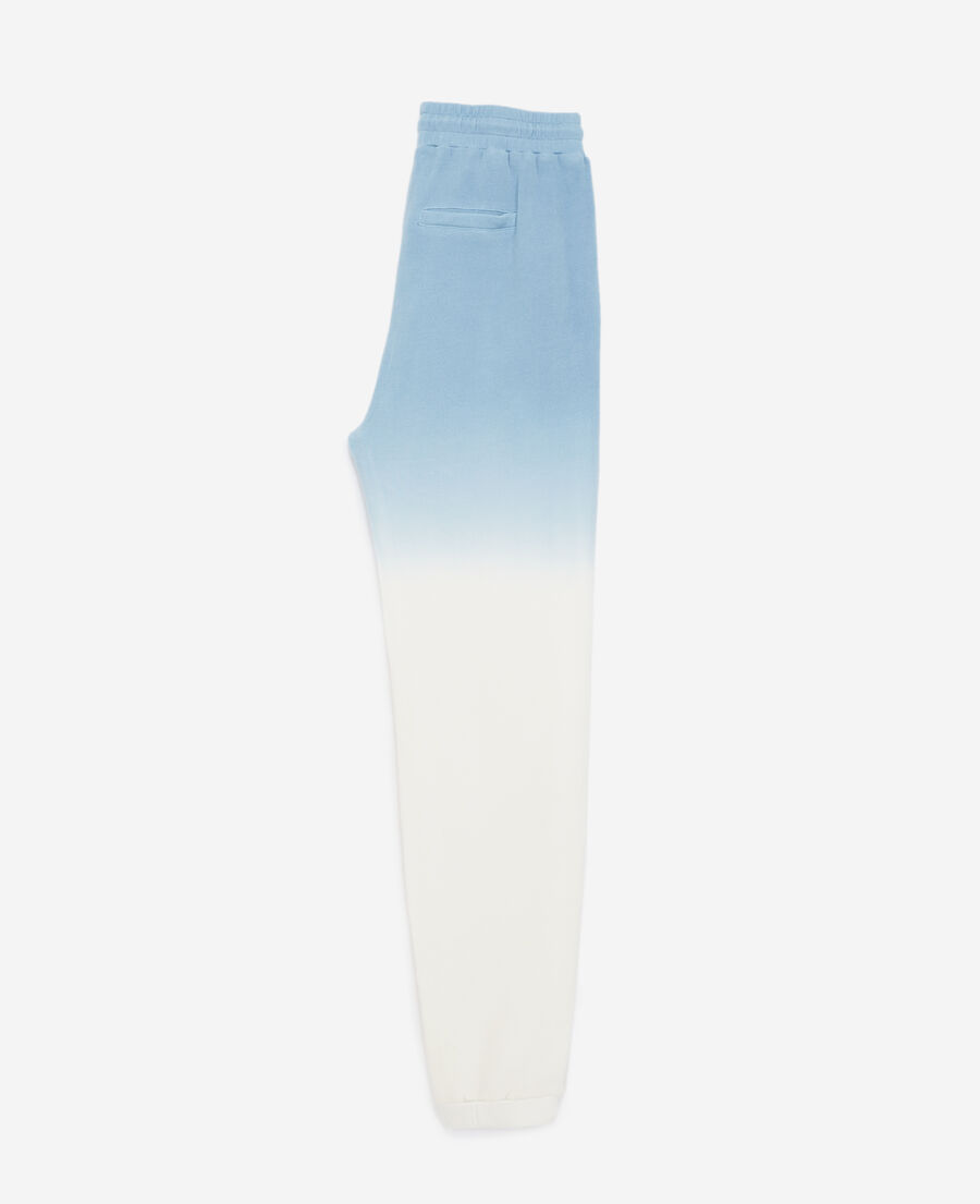 blue and white joggers with tie-dye effect