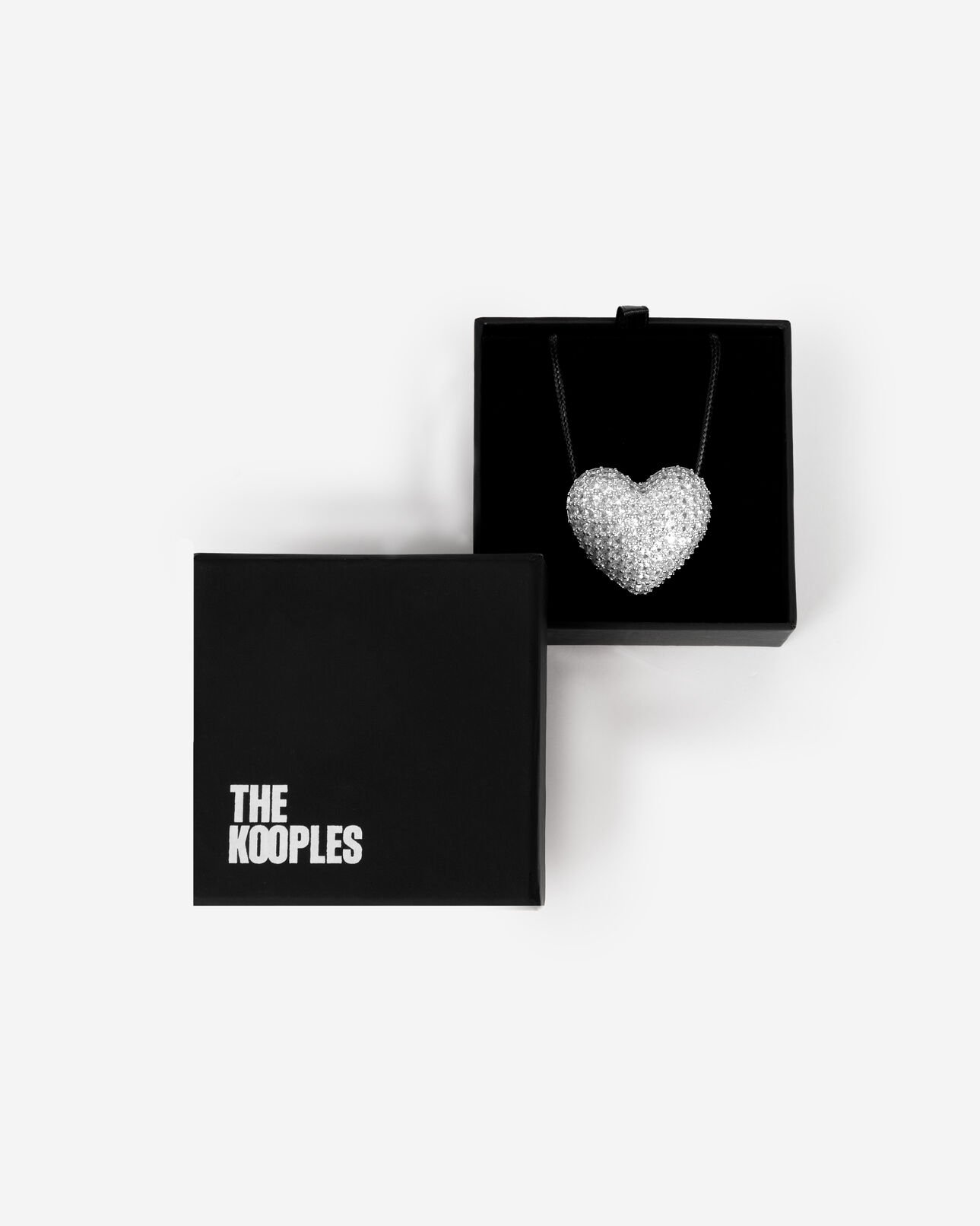 The Kooples MUJER SILVER collar con colgante de corazón de diamantes de imitación de plata