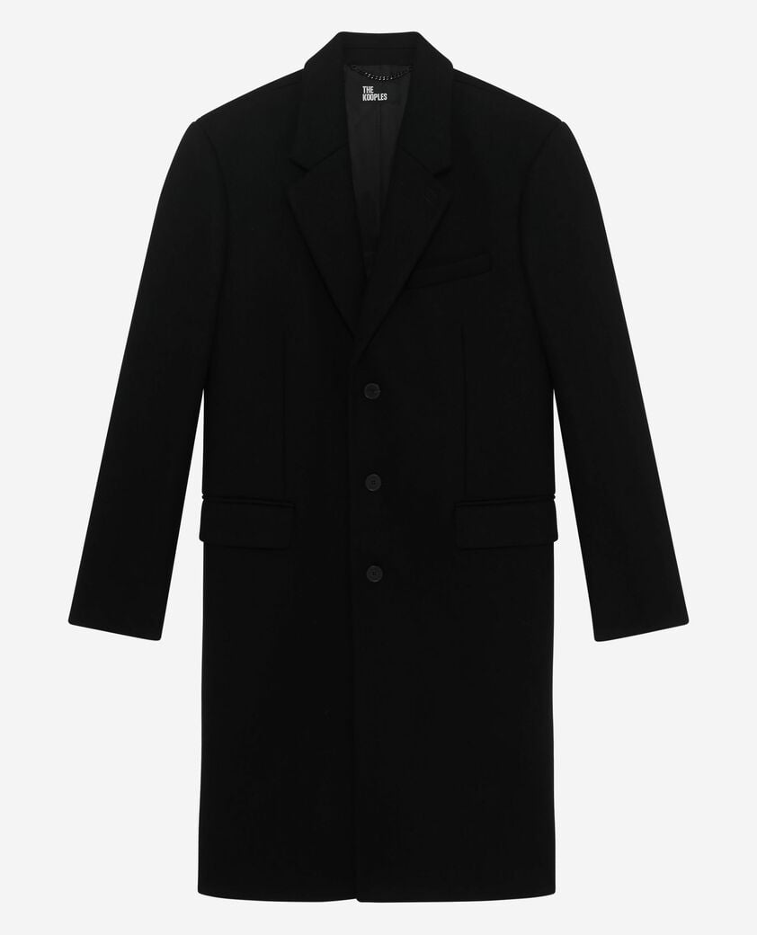 The Kooples HERREN BLACK mantel reverskragen leder schwarz