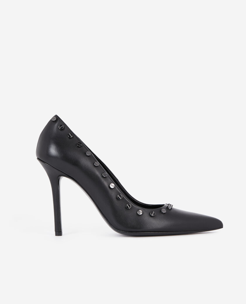 The Kooples FEMME BLACK escarpins &agrave; talons en cuir avec clous noirs