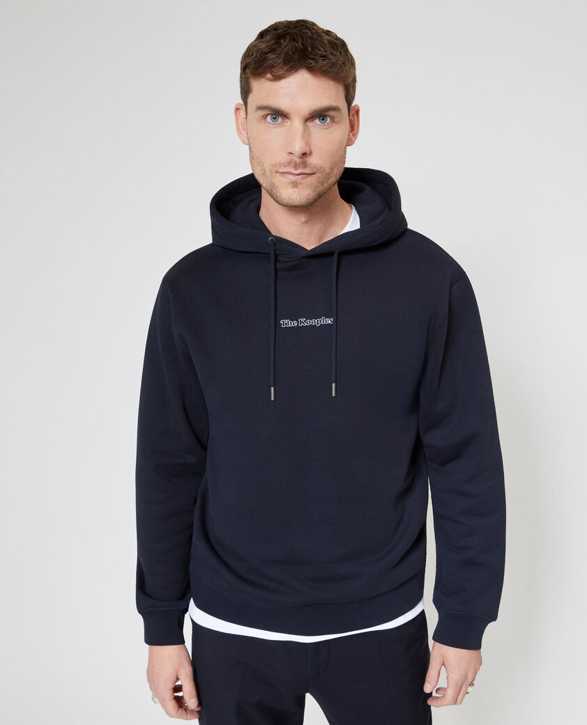 The Kooples HOMME DARK NAVY sweatshirt &agrave; capuche avec logo marine