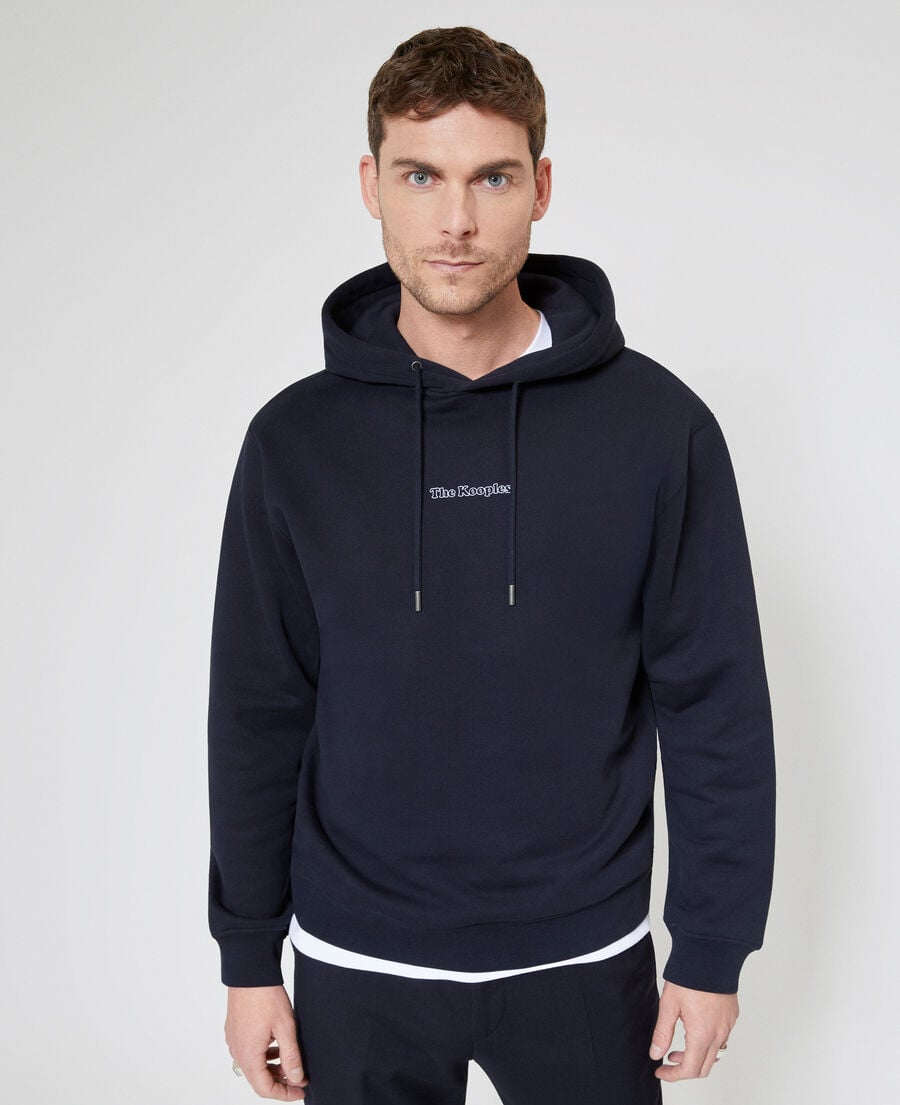 The Kooples HOMME DARK NAVY sweatshirt &agrave; capuche avec logo marine