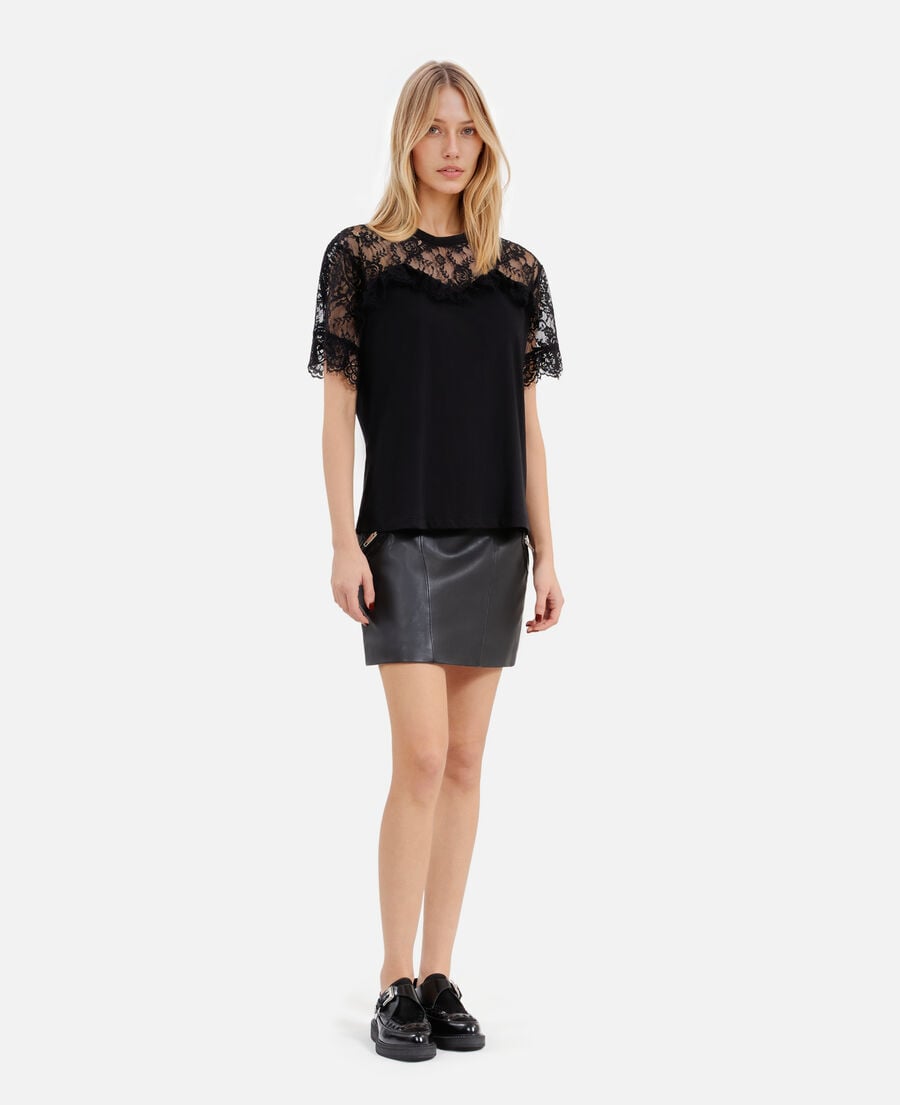The Kooples WOMEN BLACK black lace t-shirt