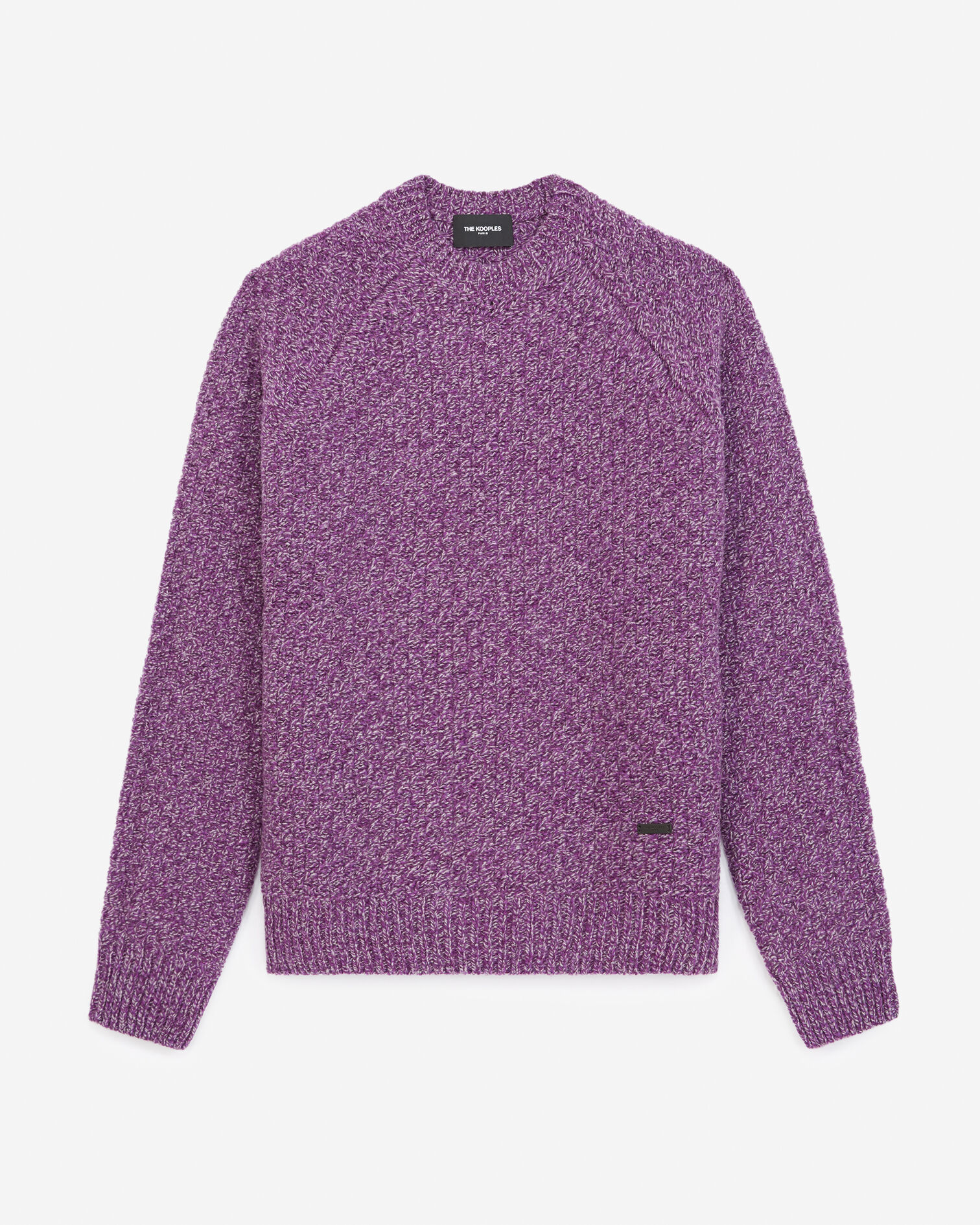 Purple wool sweater with a honeycomb texture, PURPLE, hi-res image number null