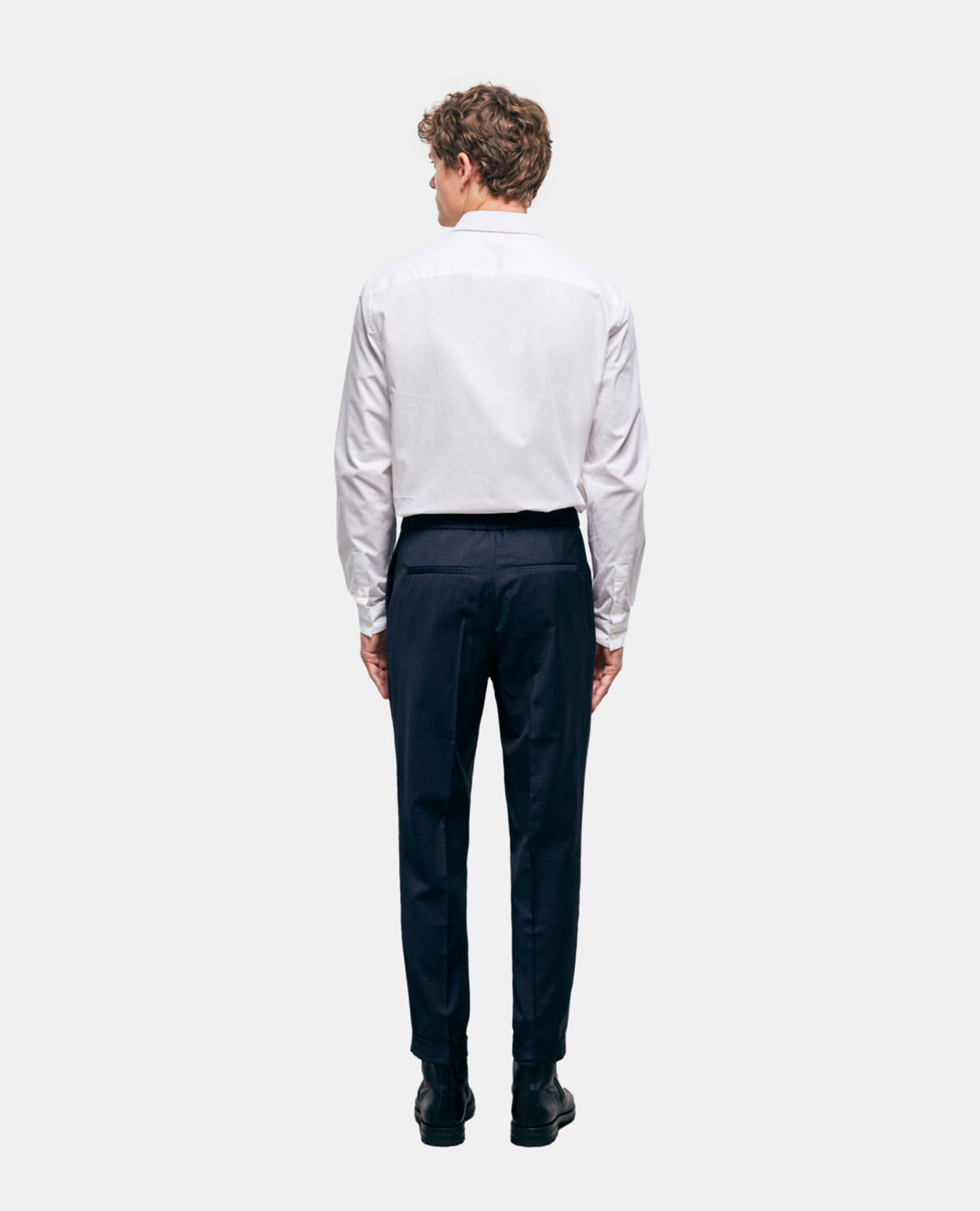 Pantalon de costume en laine à carreaux, NAVY / WHITE, hi-res image number null