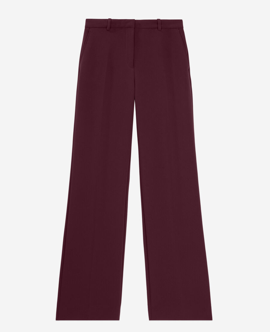pantalon tailleur bordeaux en crêpe