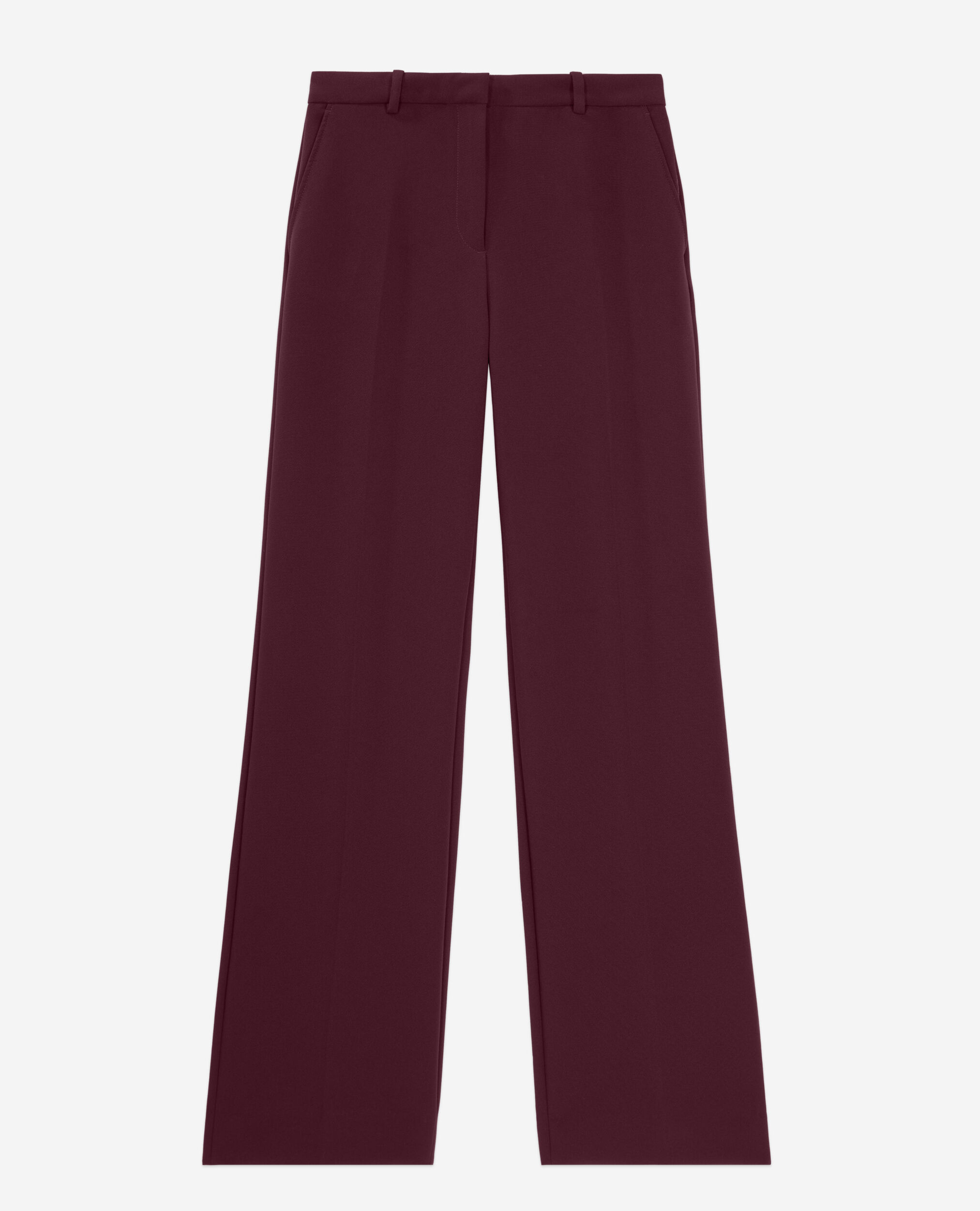 Pantalon tailleur bordeaux en crêpe, BURGUNDY, hi-res image number null