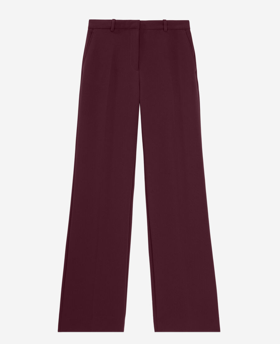burgundy crepe suit trousers