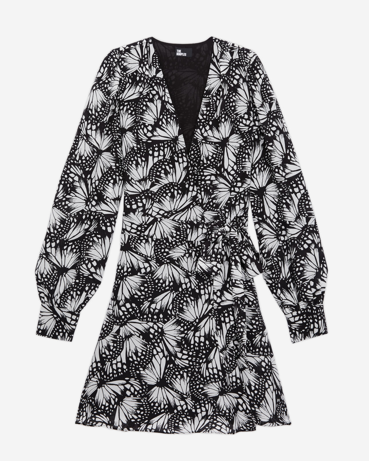 The Kooples FEMME BLACK WHITE robe portefeuille courte imprimée