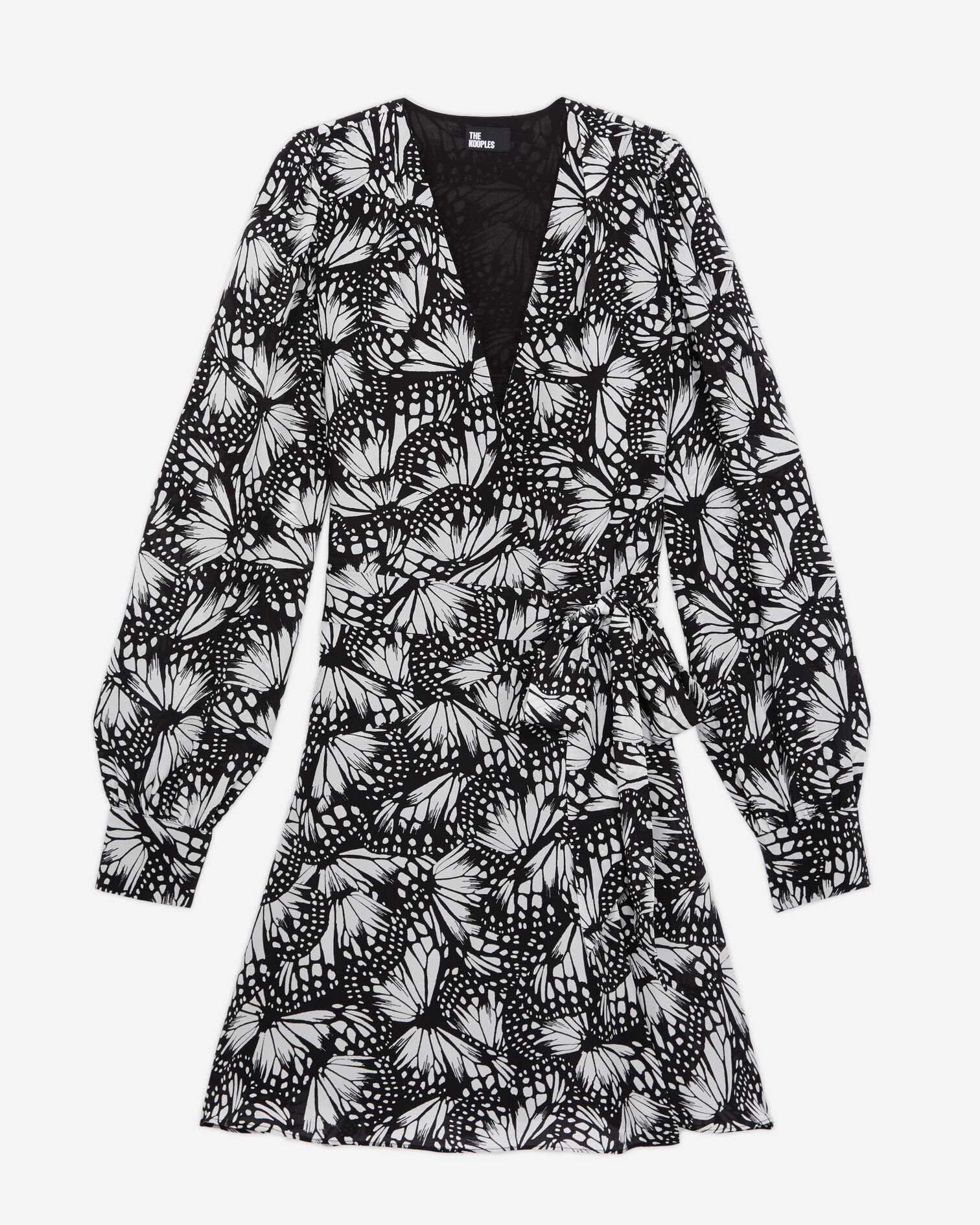 Robe portefeuille courte imprimée, BLACK WHITE, hi-res image number null