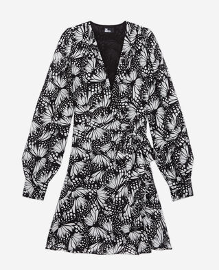 The Kooples F BLACK WHITE short printed wrap dress
