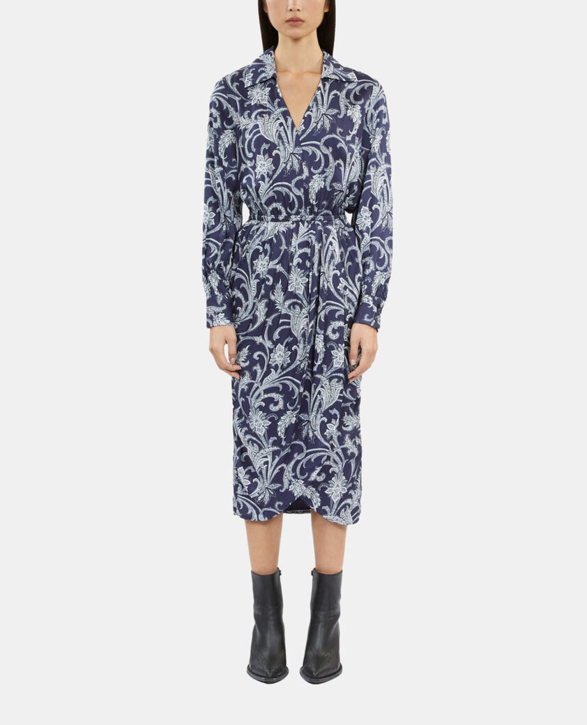The Kooples FEMME NAVY robe midi fleurie