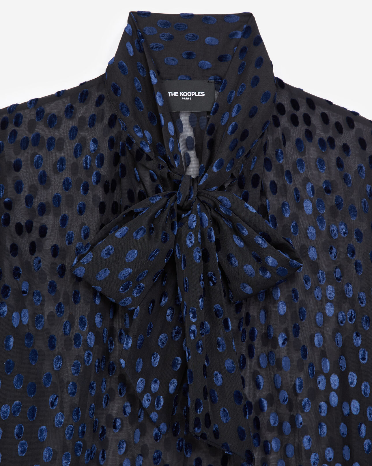 The Kooples MUJER BLACK / PURPLE top cuello corbata terciopelo devoré lunares