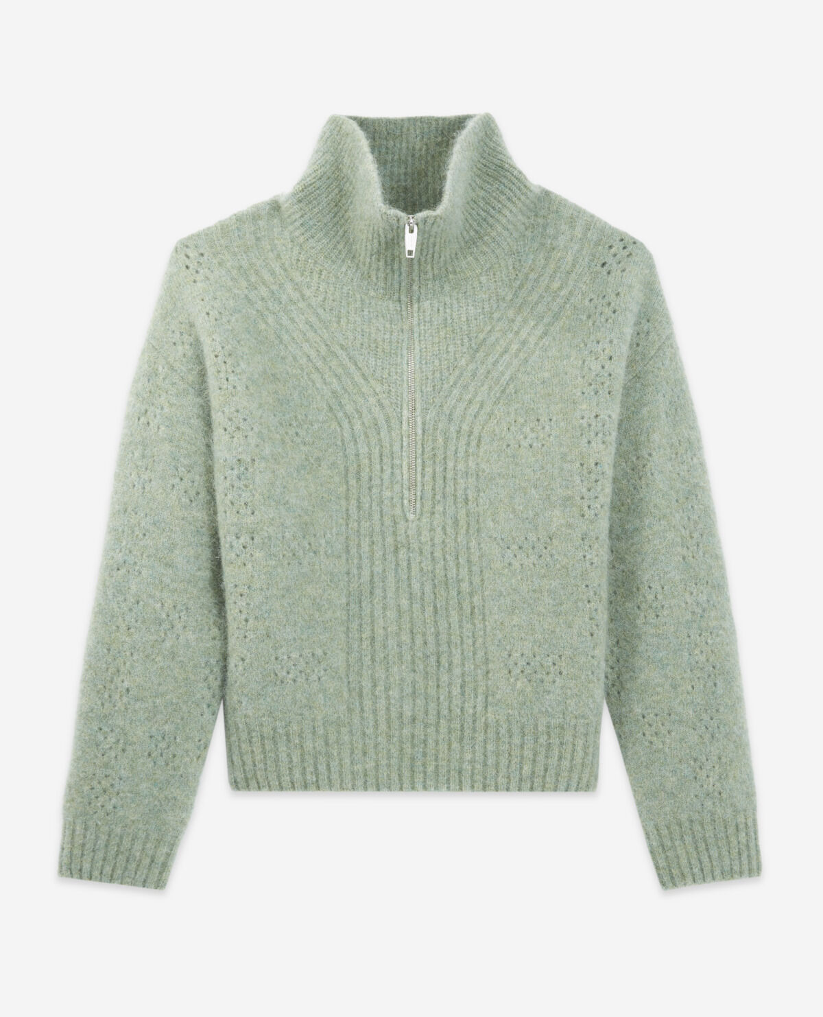 Green alpaca wool roll neck sweater