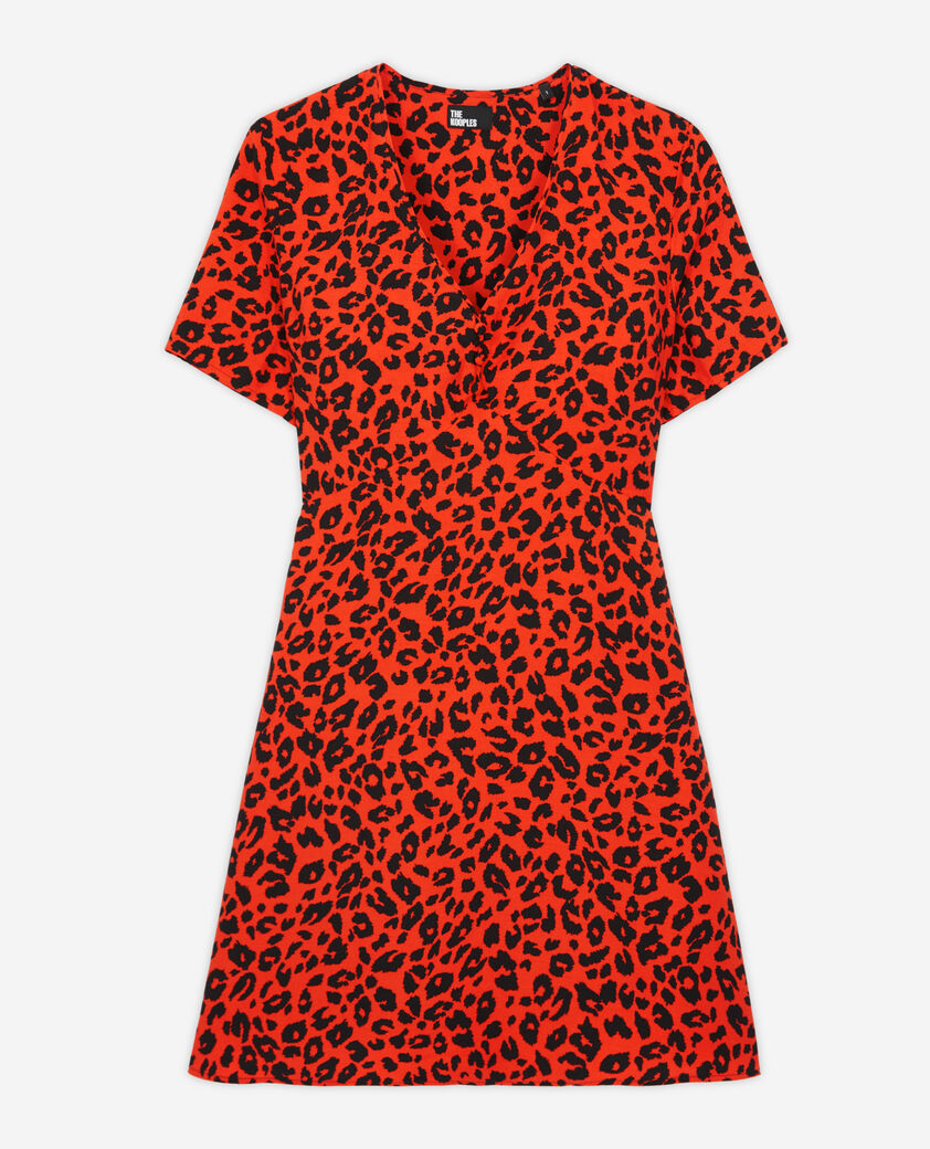 The Kooples FEMME null robe courte léopard orange