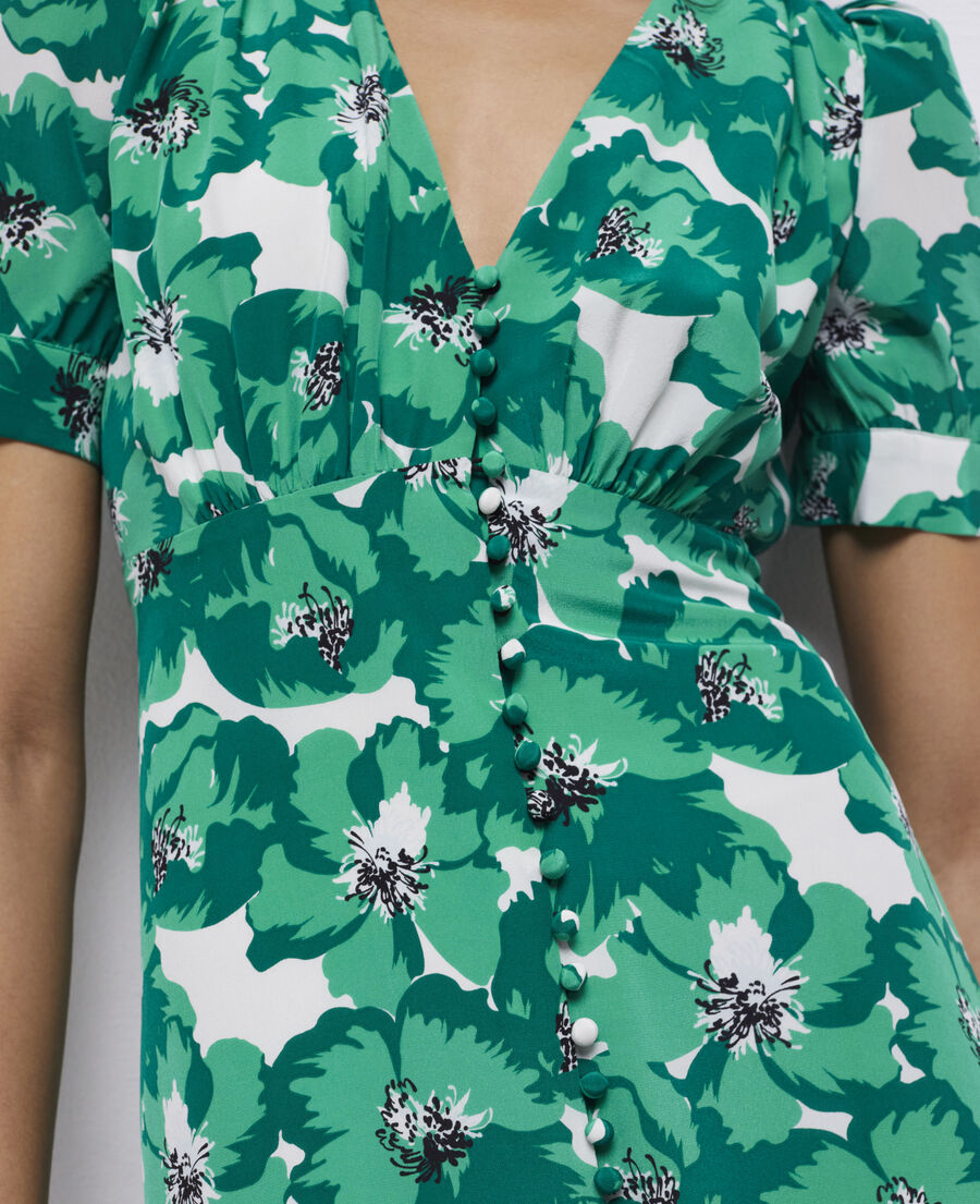 robe longue imprimée avec boutonnage
