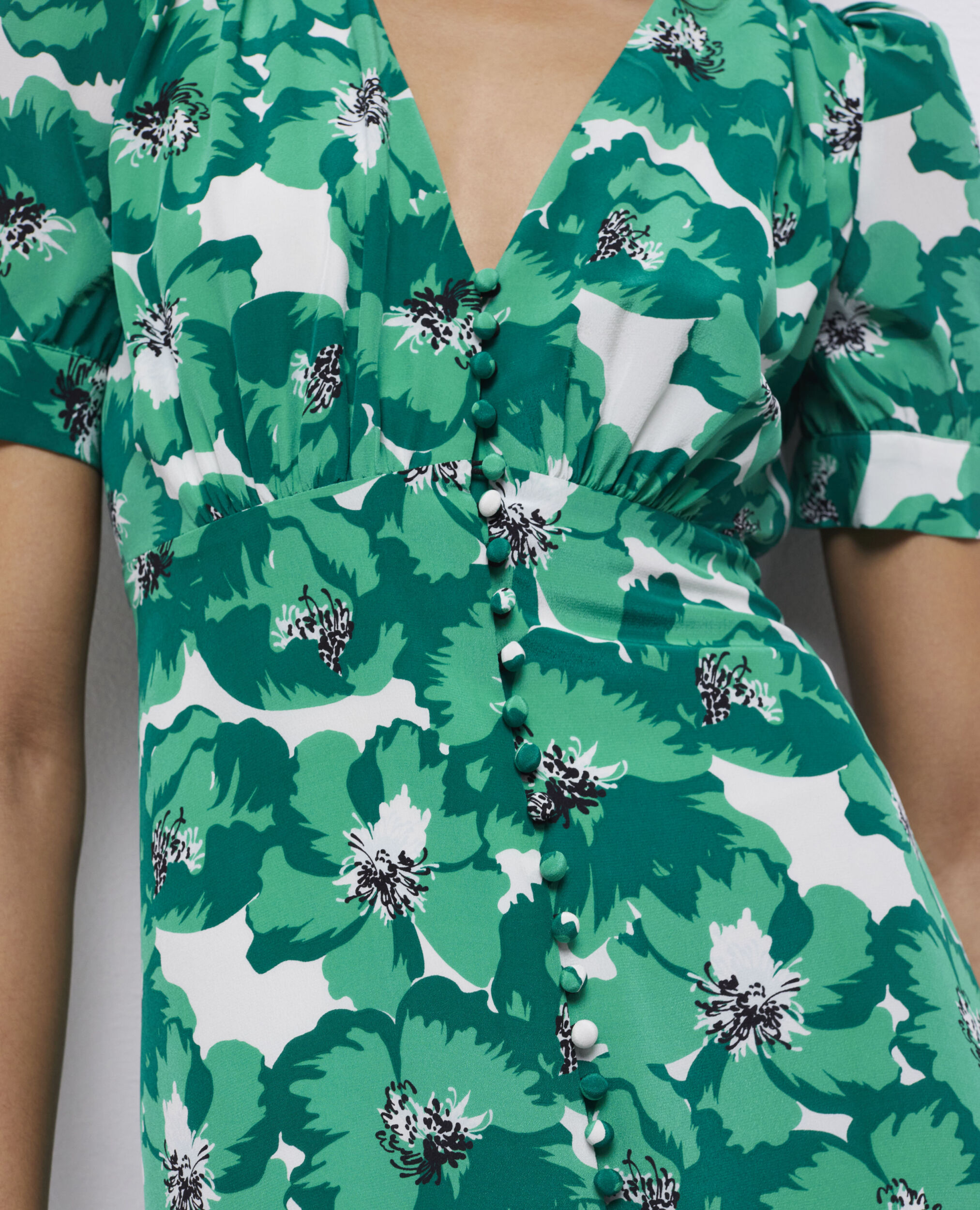 Robe longue imprimée avec boutonnage, GREEN, hi-res image number null