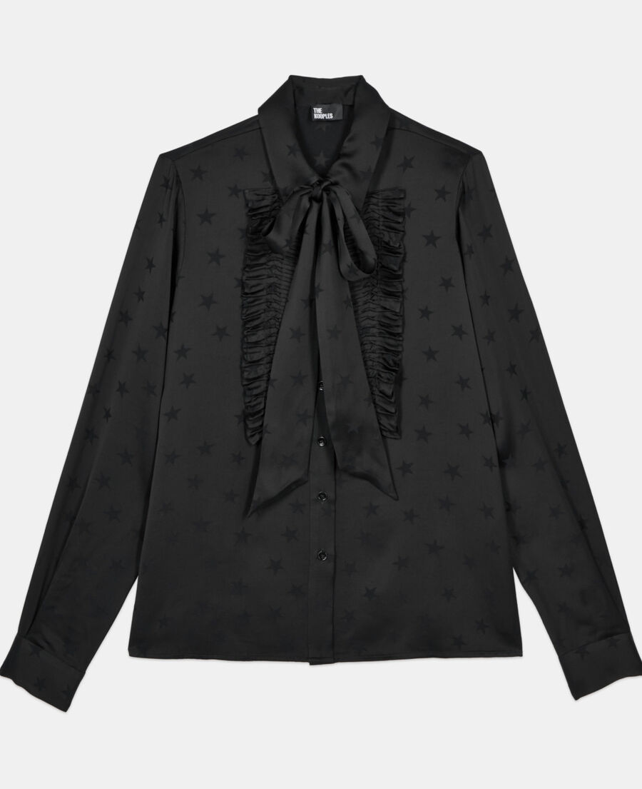 The Kooples DAMEN BLACK schwarzes jacquard-hemd