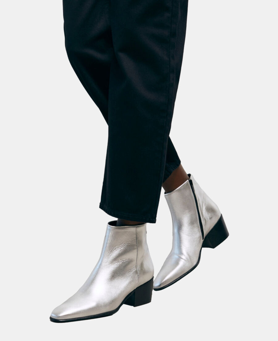 silver leather boots