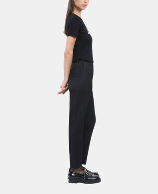 The Kooples WOMEN BLACK WASHED black t-shirt with serigraphy