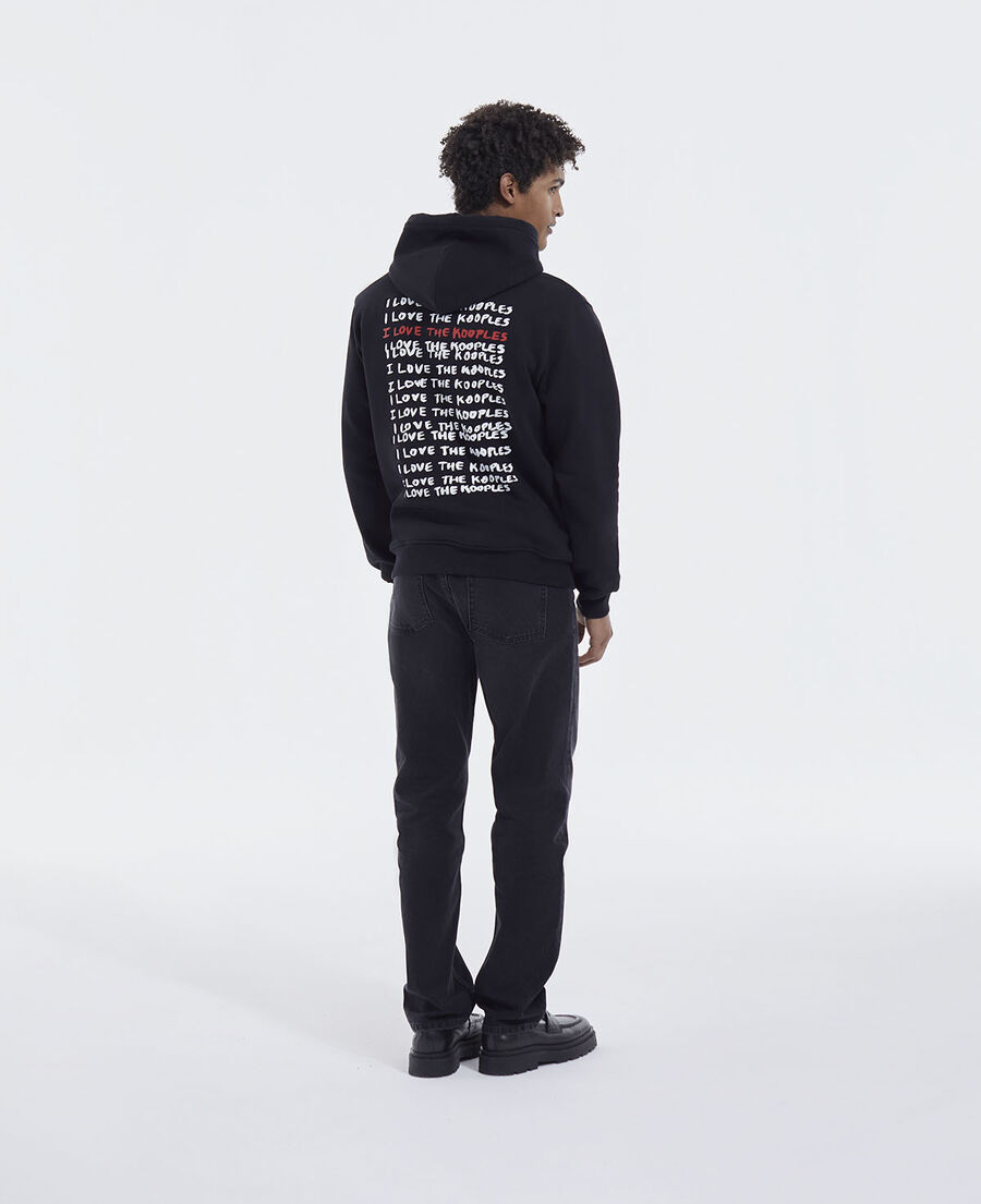 black cotton sweatshirt with love the kooples motif