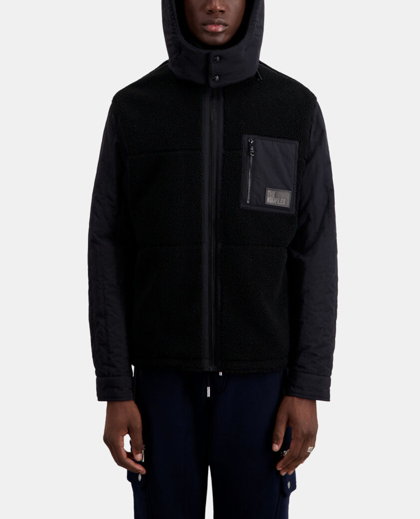 The Kooples HOMME BLACK blouson type surchemise sherpa noir