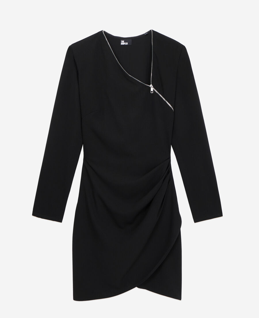 The Kooples F BLACK short black crepe dress with zipper
