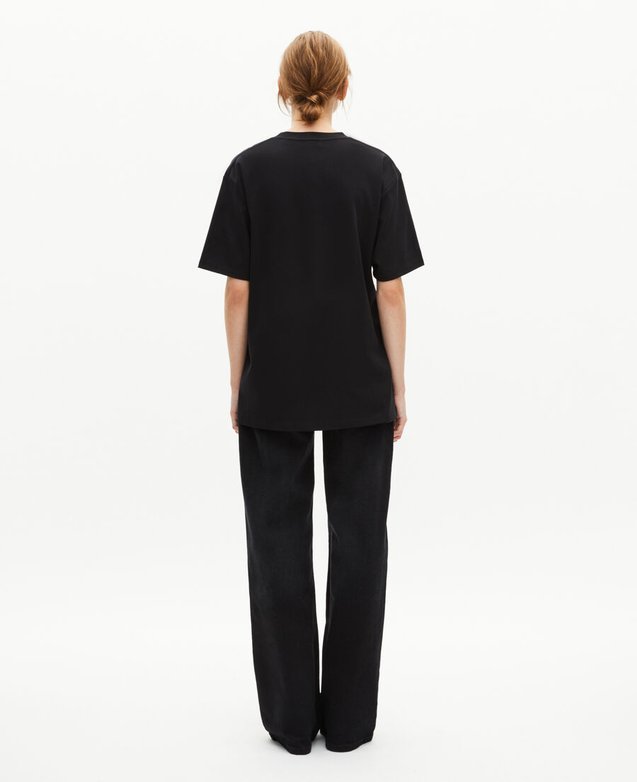 The Kooples MEN BLACK unisex plain black straight t-shirt