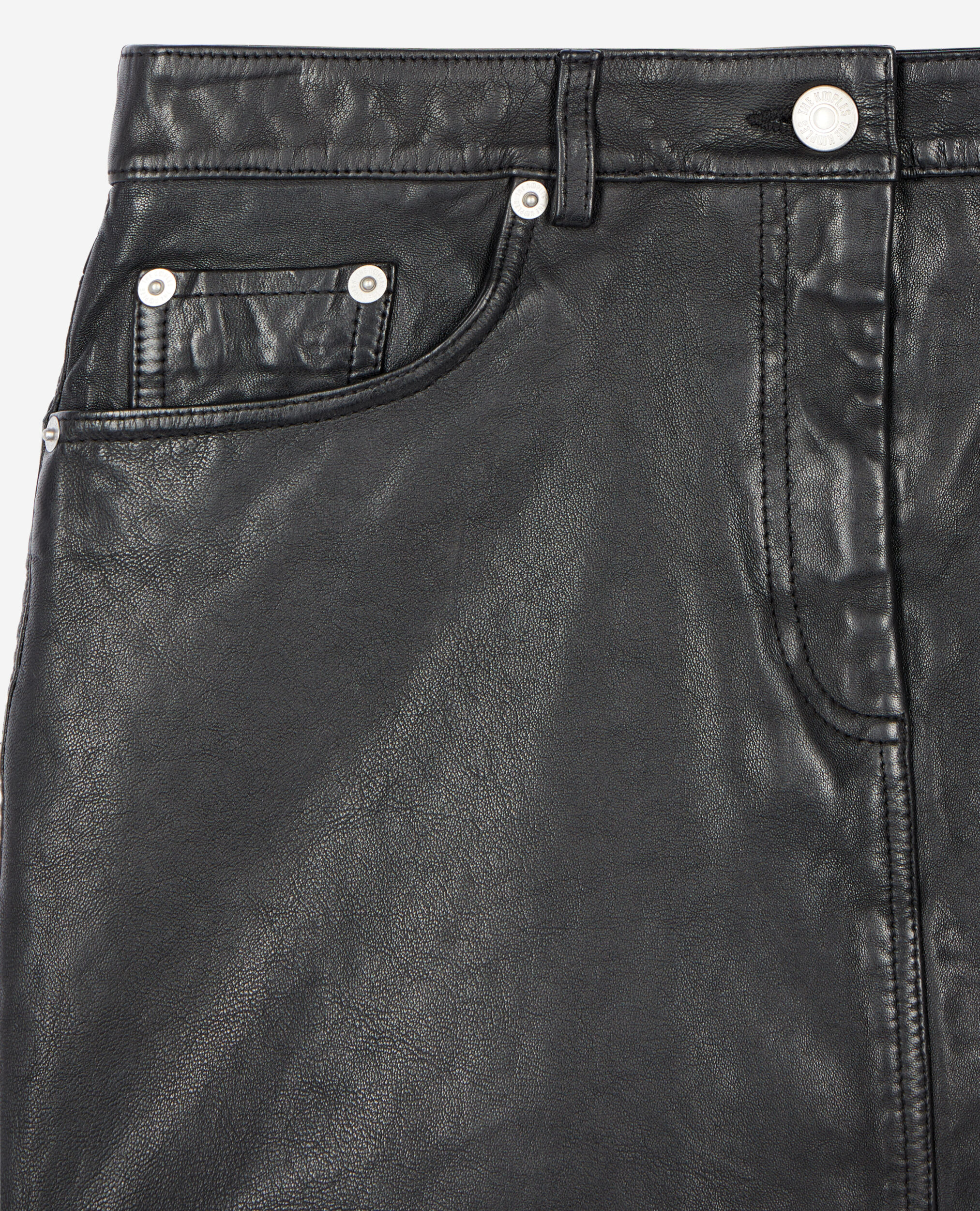 Short black leather skirt, BLACK, hi-res image number null