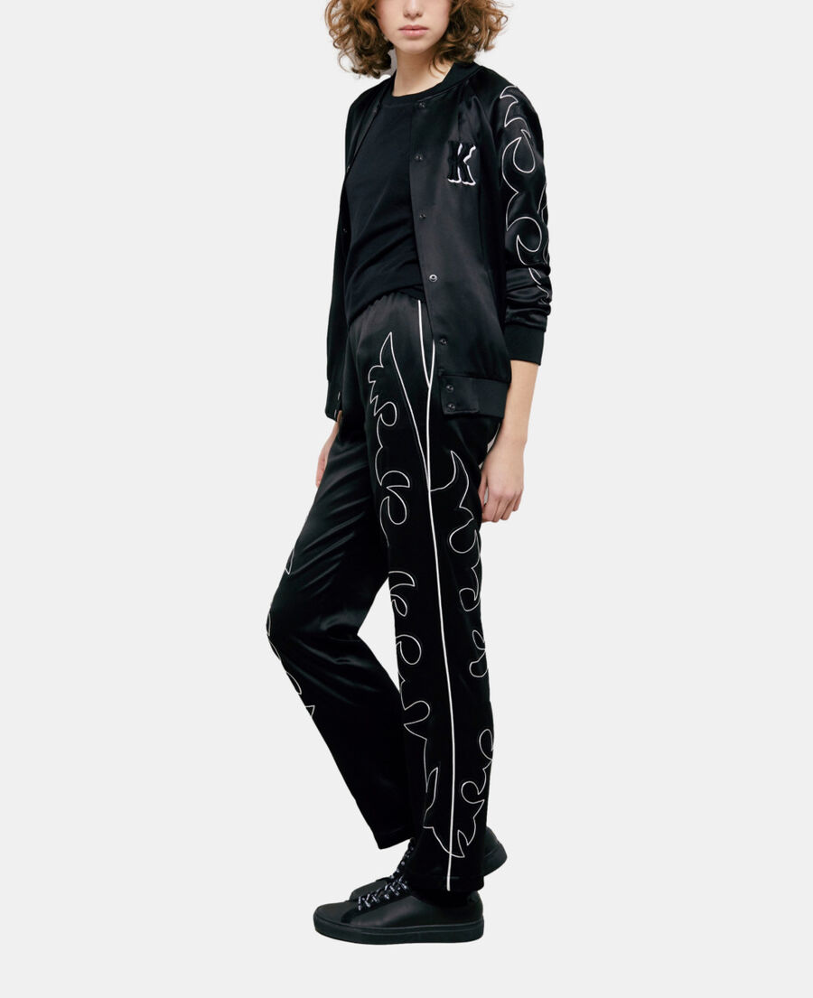 black teddy jacket with western-style embroidery